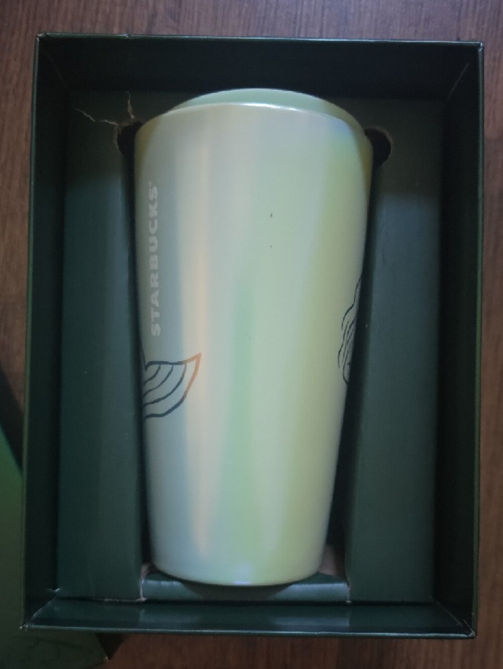 Starbucks Pale Green Tumbler with Gold Mermaid Line Art - Picture 4 of 6
